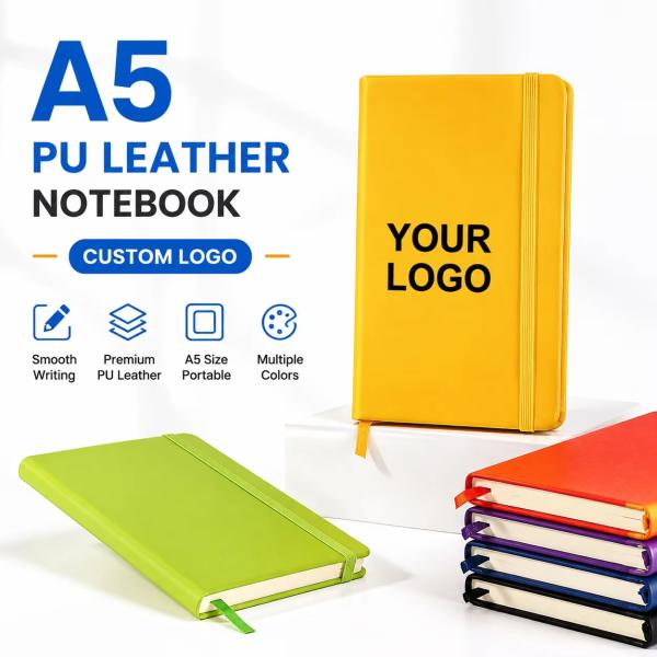 สมุด A5 ปกหนัง PU สกรีนโลโก้
